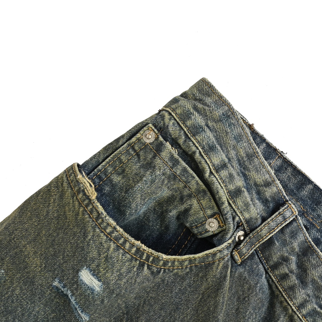 Balenciaga Blue Destroyed Denim Jeans