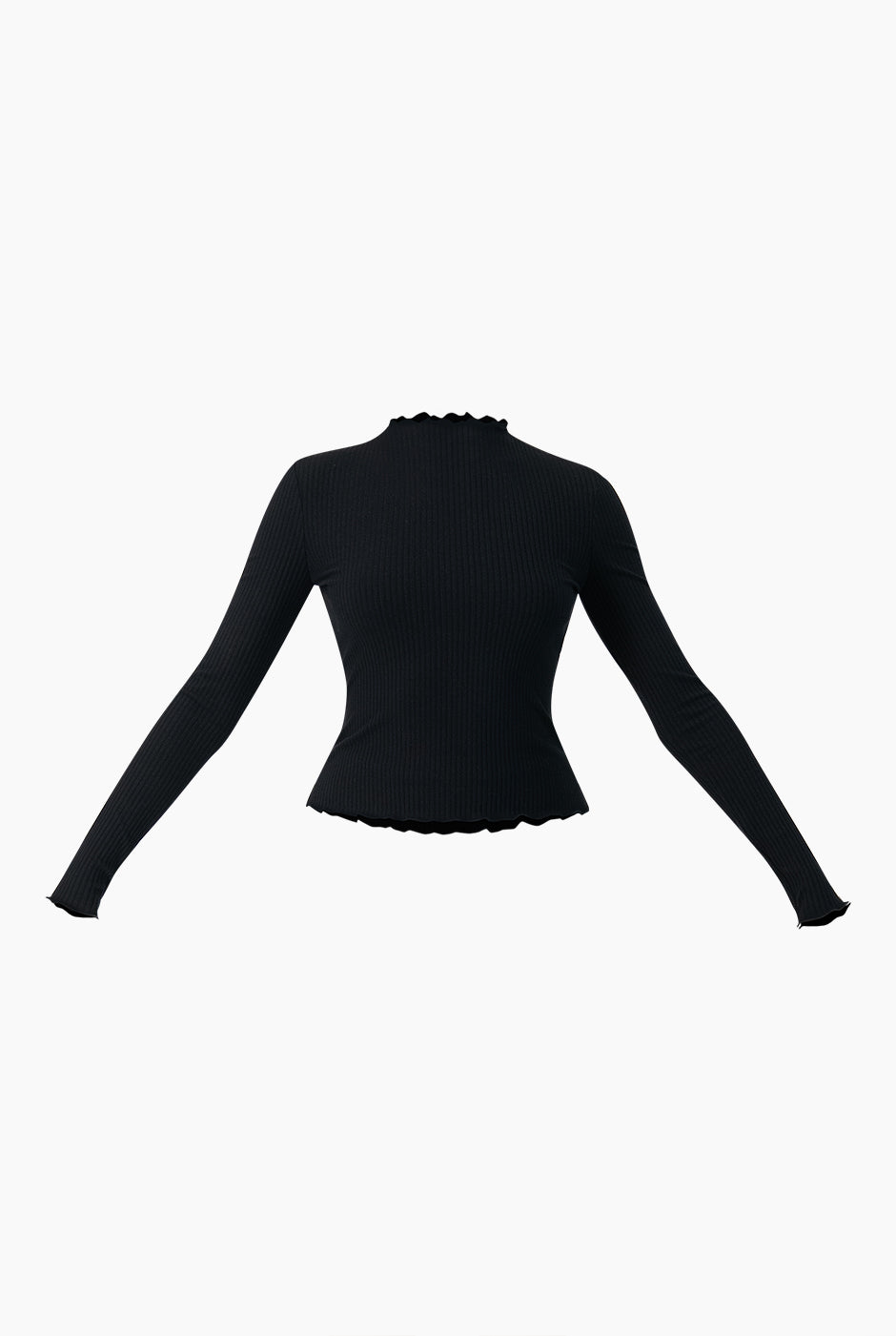 Blusa corta acanalada negro