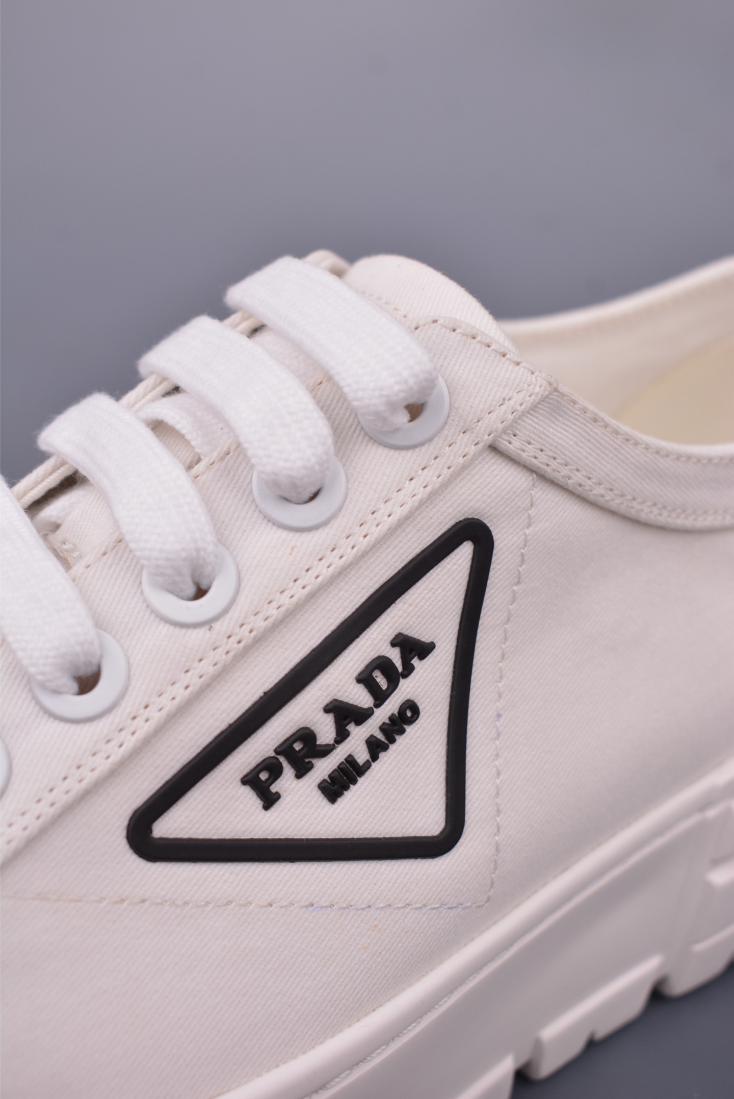 Prada Nylon Gabardine Low Sneakers Canvas White SPAZZOL