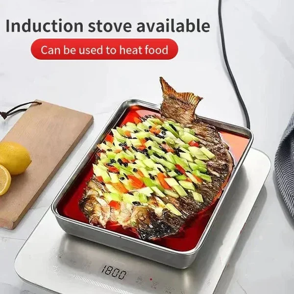 🔥Buy 2 Get 1 Free 🤩🎁 Stainless Steel Square Plate（With Lid）