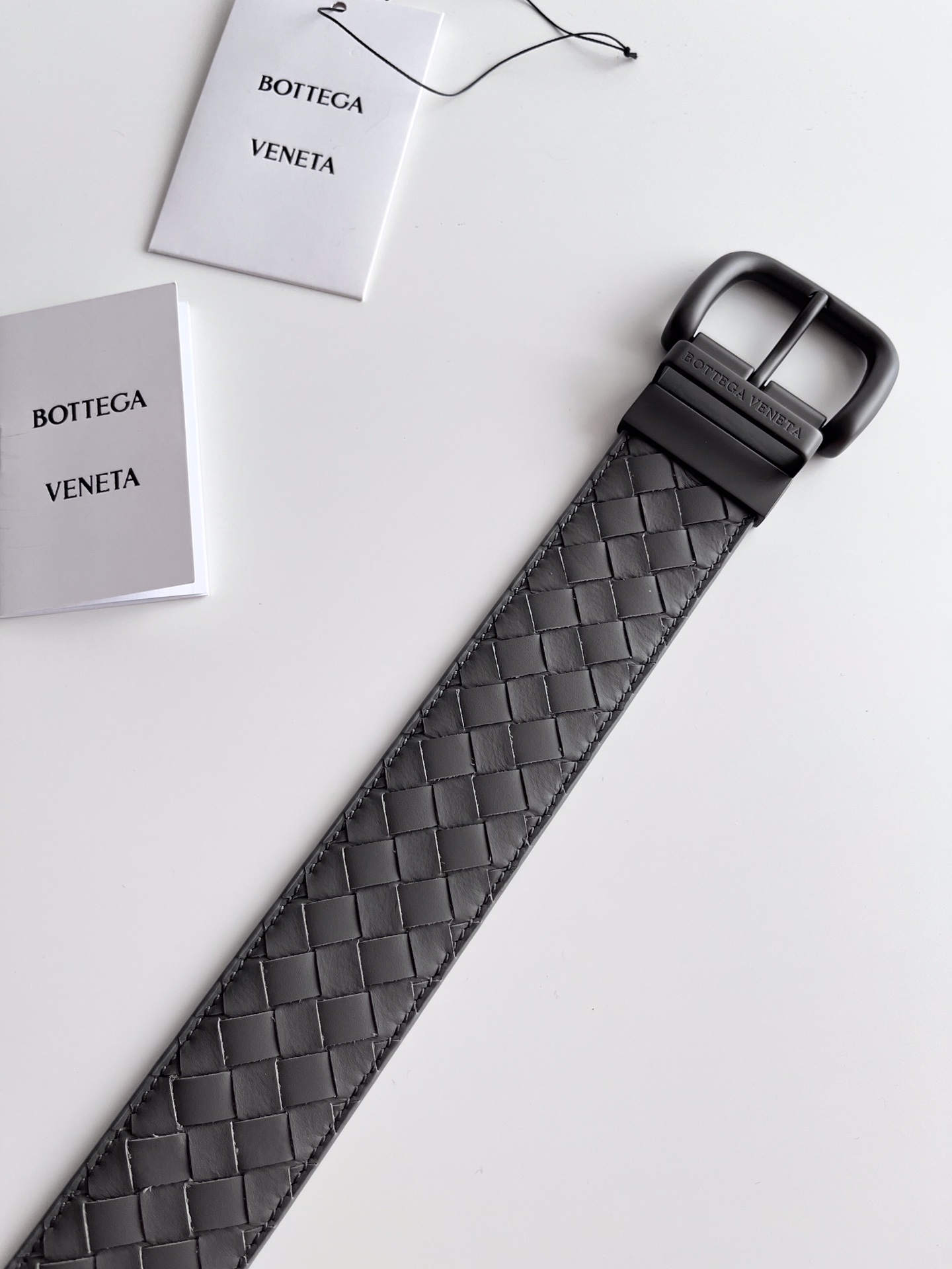 Bottega Veneta frosted pin buckle woven cowhide double-sided belt 4.0cm wide