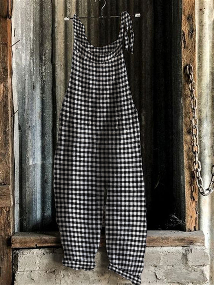 Check Loose Fit Woven Jumpsuit