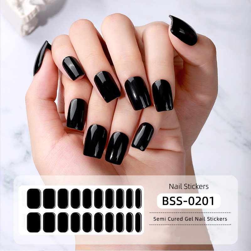 HOT SALE🔥Semicured UV Gel Nail Sticker Kit, Set Of 20-22 Pcs Nail Wraps