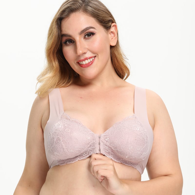 👍2024 Summer New Arrival- 50% OFF💥 Convenient Front Button Traceless Lace Bra--Buy 4 Free Shipping
