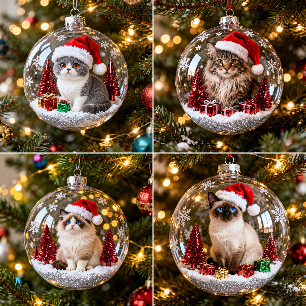 2025 Cat Crystal Ornament Set
