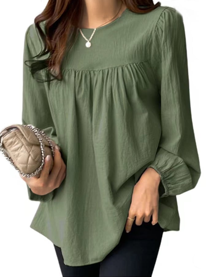 Women's Casual Loose Solid Color Loose Cotton And Linen Shirt
