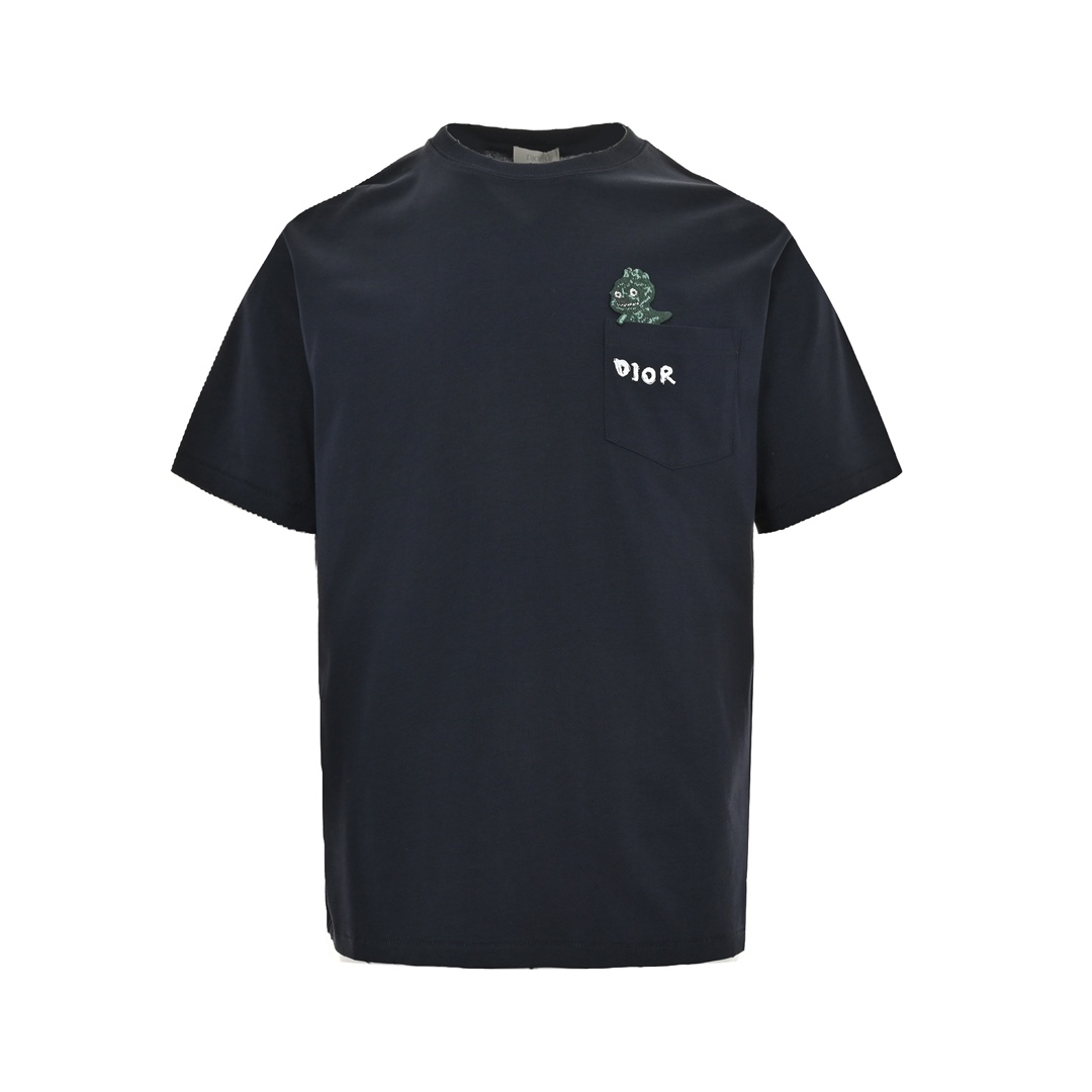 Dior 24ss pocket dinosaur embroidered short sleeve