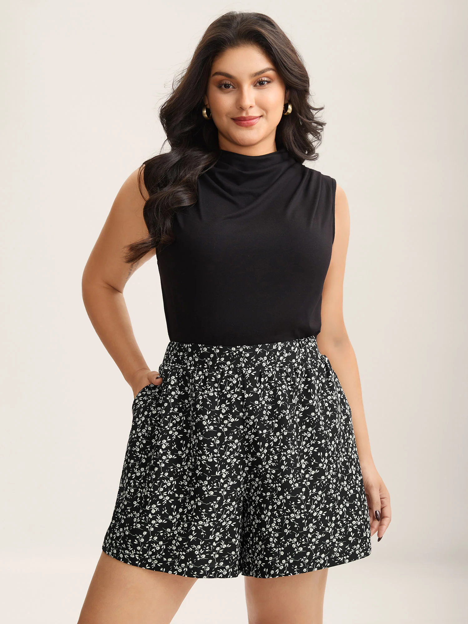 Floral Print Wide-Leg Shorts