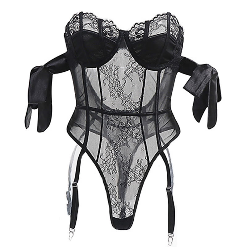 Lace See-through Jumpsuit Lingerie Set