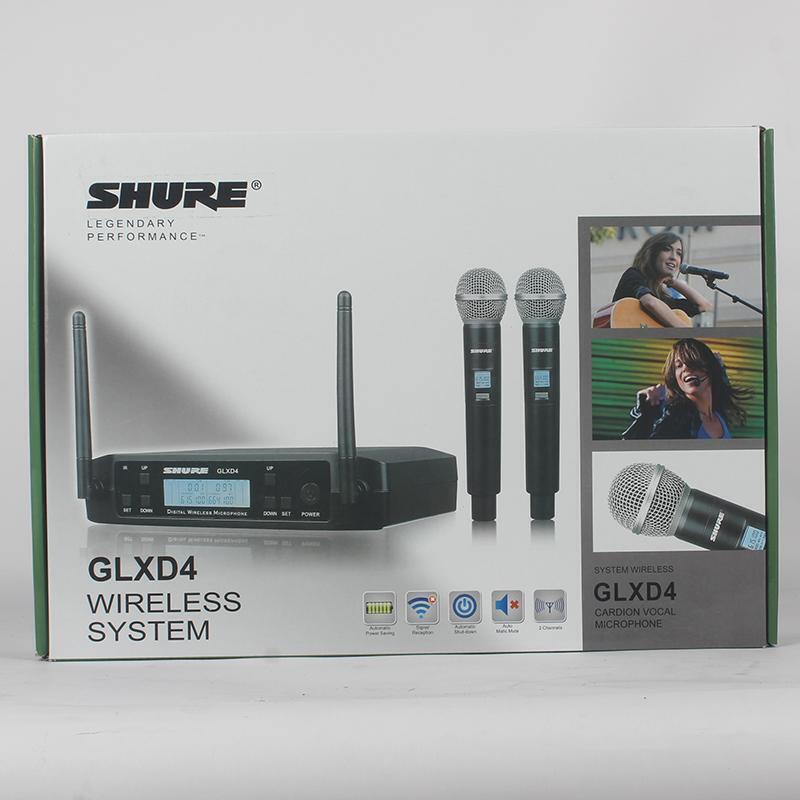 GLXD4 Wireless Microphone 2 Chs UHF 640~690MHz Professional Mic Handheld Lavalier Headworn Headset Shure Party Church Meeting