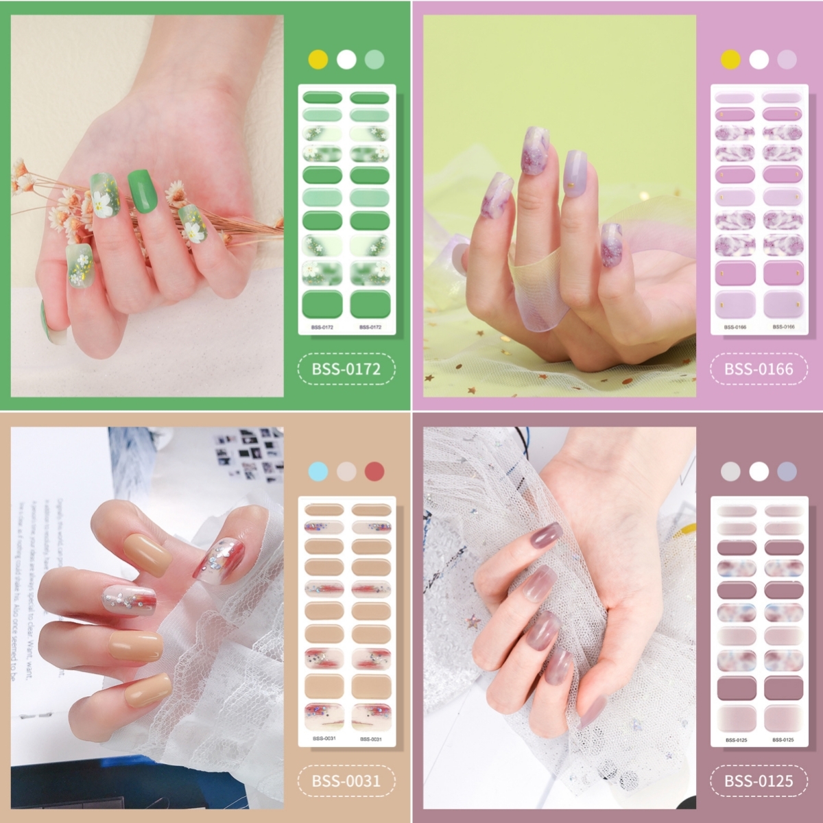 HOT SALE🔥Semicured UV Gel Nail Sticker Kit, Set Of 20-22 Pcs Nail Wraps