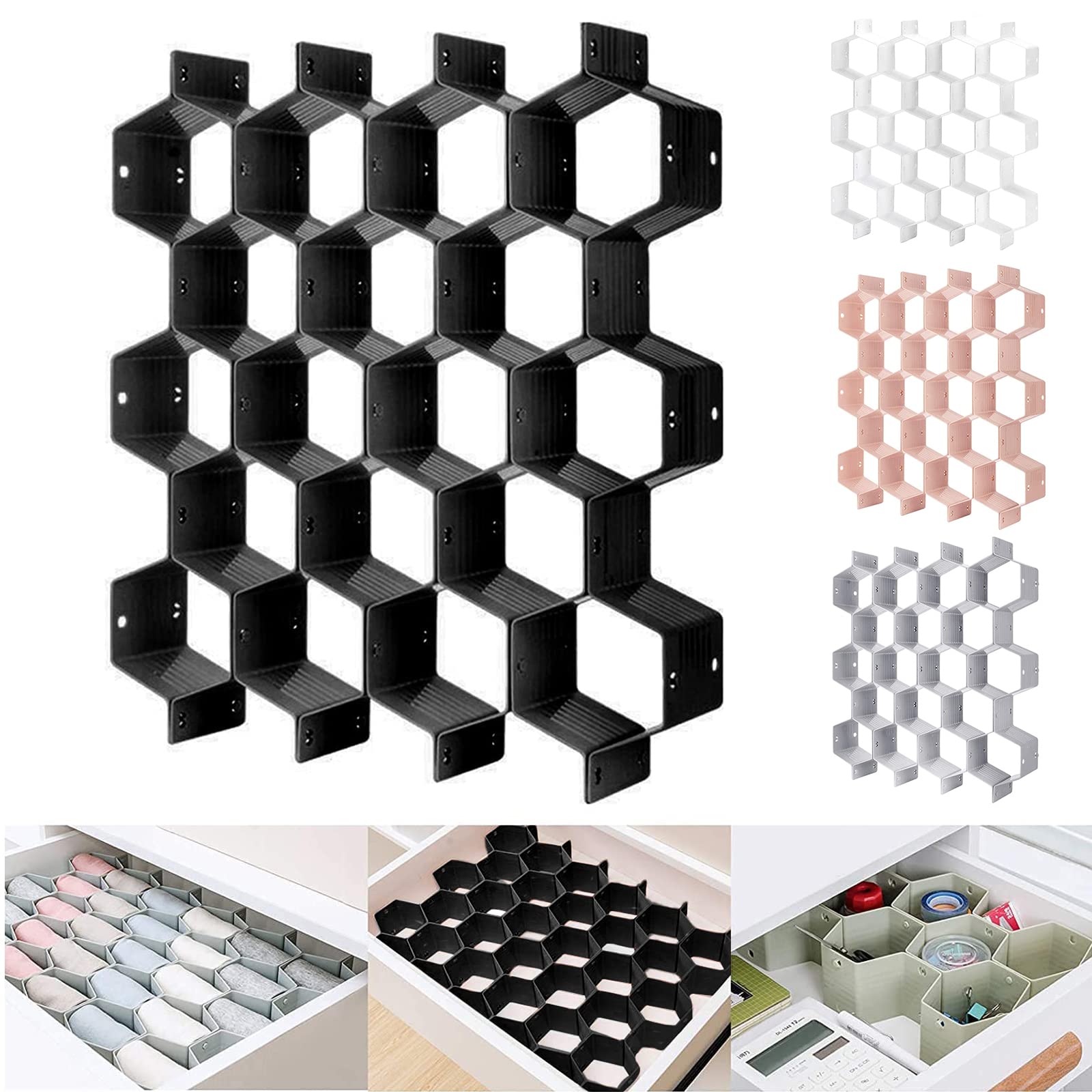 8 Pcs/Set Honeycomb Separator Adjustable Drawer Organizer Divider for Underwear Belt-Scarf Socks Organizer