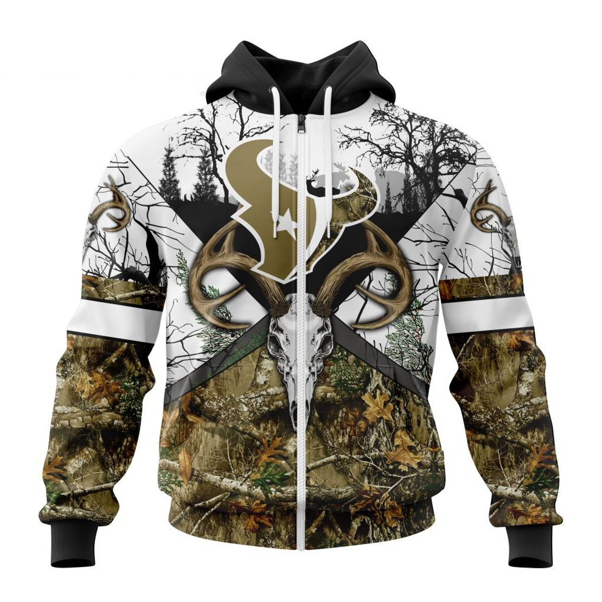 HOUSTON TEXANS DEER SKULL AND FOREST 3D HOODIE