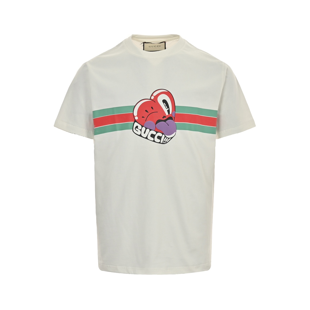 Gucci 24ss heart tongue foam print short sleeves