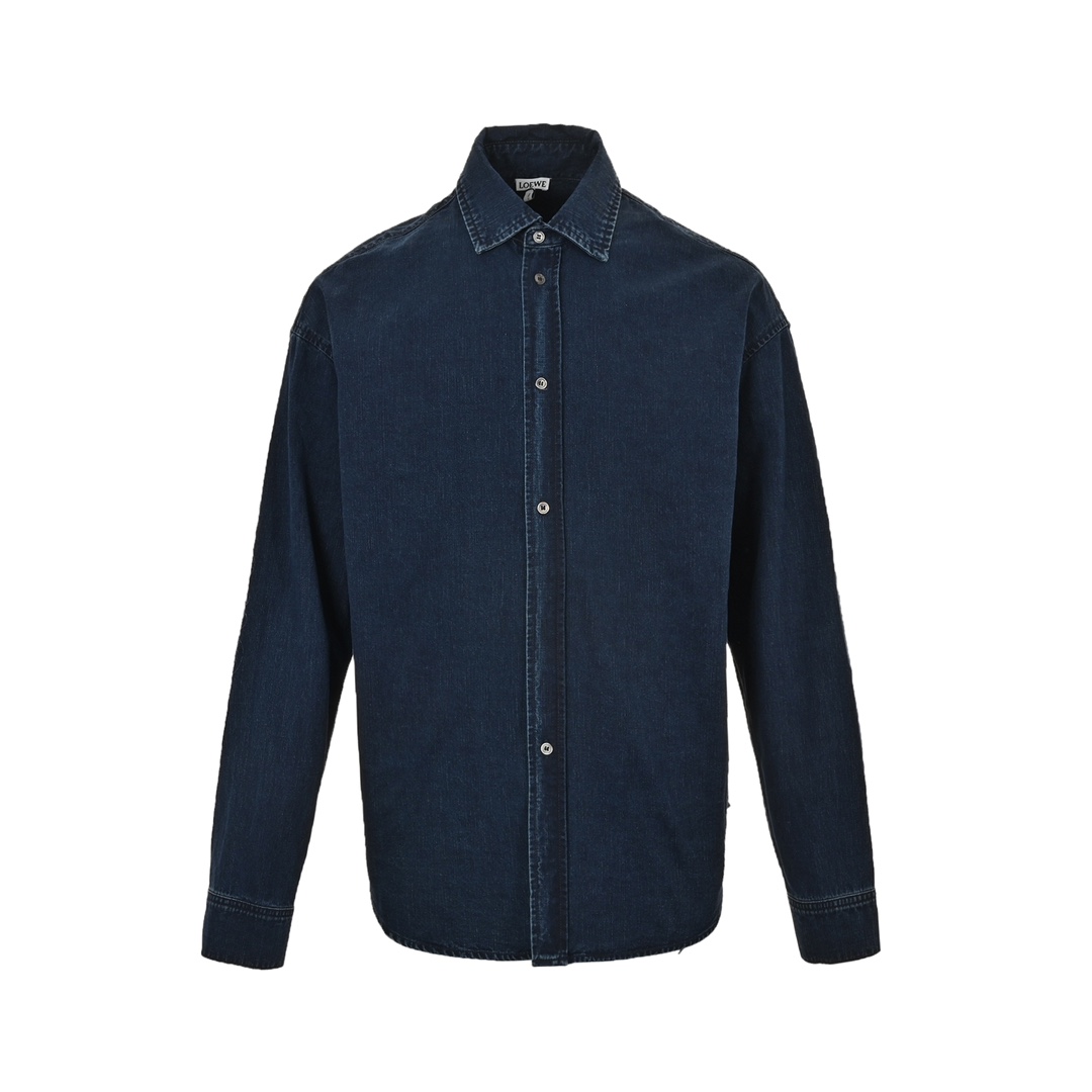 Loewe 24Fw denim shirt jacket with elbow embroidered logo