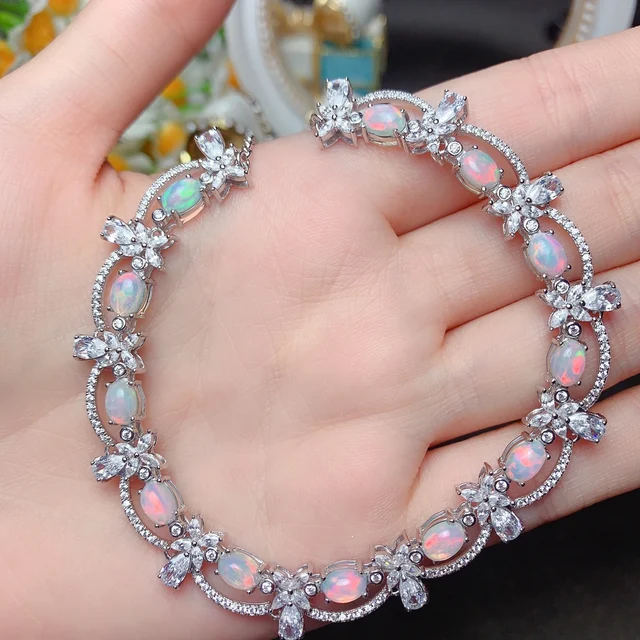Natural Opal Clavicle Chain Christmas Pendant 925 Sterling Silver Ladies Gemstone Free Shipping Jewelry Certified Boutique
