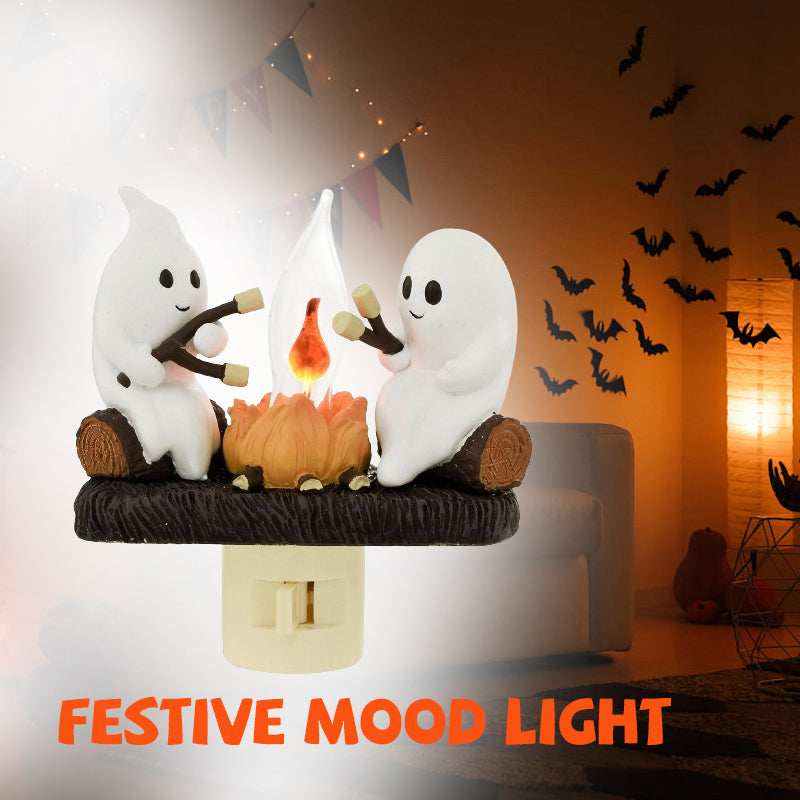 👻GHOSTS ROASTING CAMPFIRE S’MORES FLICKER FLAME NIGHT LIGHT🔥