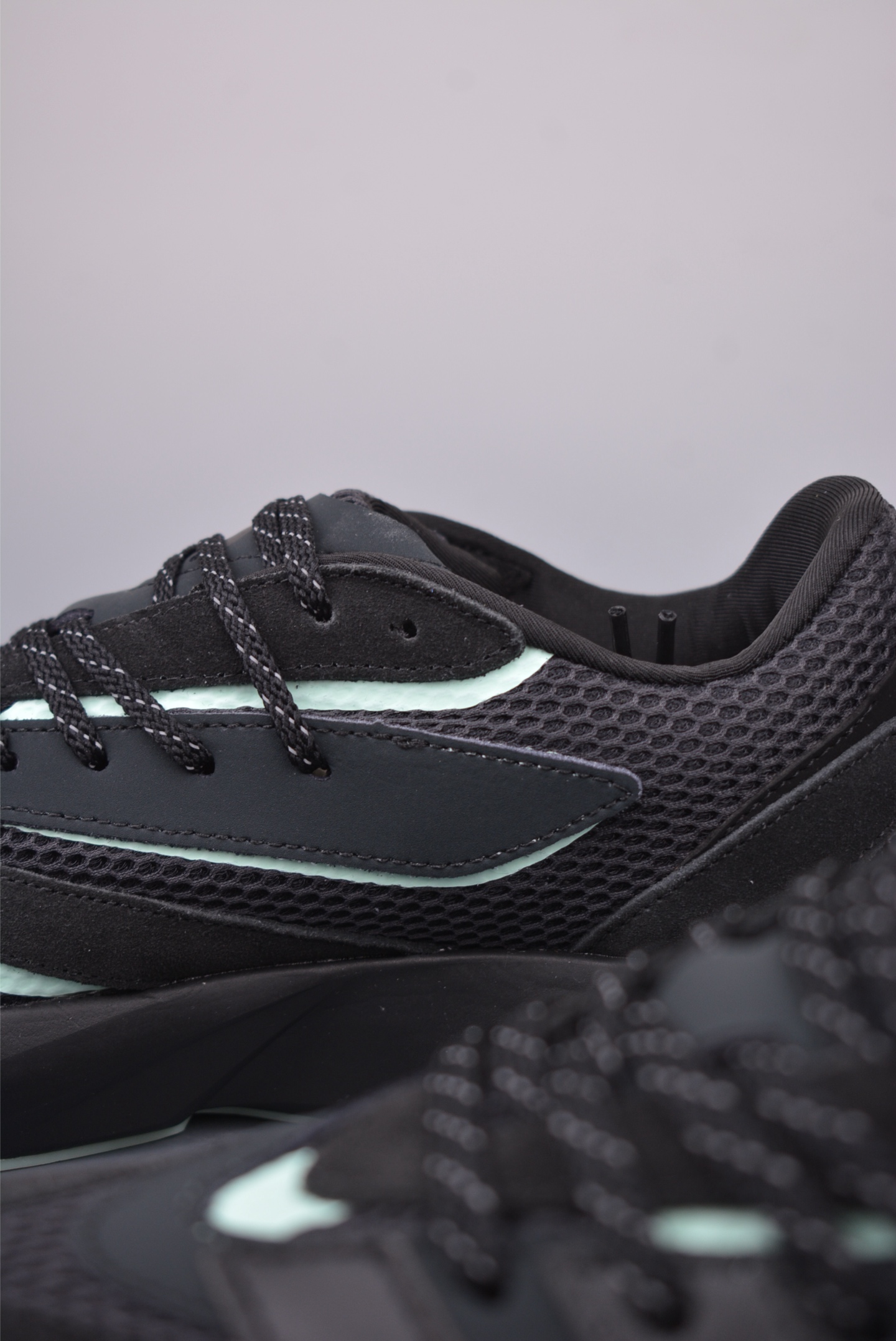 Adidas Lightblaze Low Running Shoes Tennis Black Mint Green JR1058