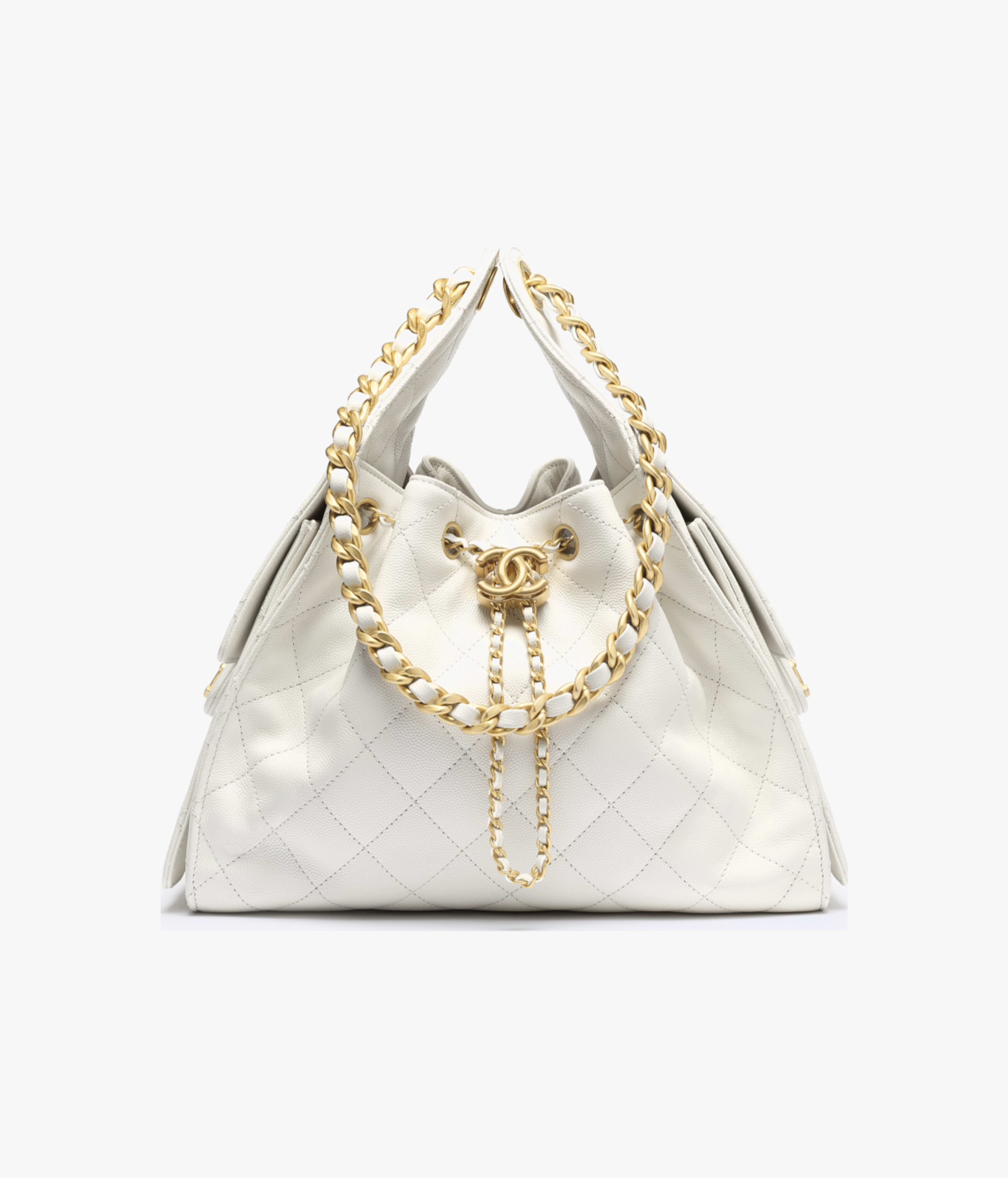 Chanel Small 25 Grained Calfskin & Gold-Tone Metal White AS5293-B20304-10601