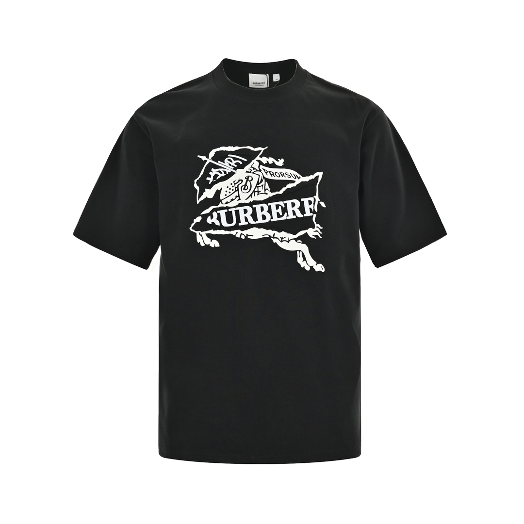 Burberry 24ss Warhorse Laminating Hole Splicing Patches Embroidered Short Sleeve