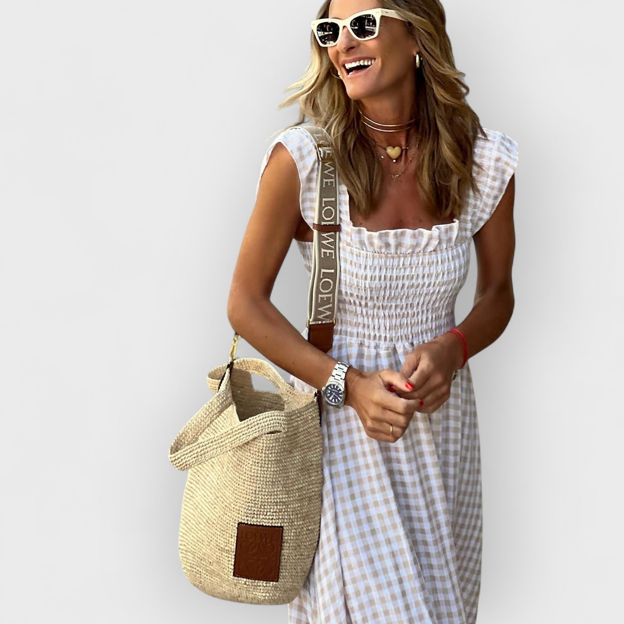 Ruffle-Sleeve Smocked Maxi Dress