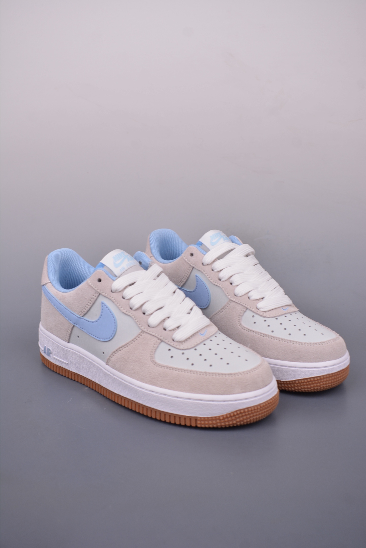 Nike Air Force 1'07 Low Sneakers White Gray Blue Raw Rubber Sole IB6388-002