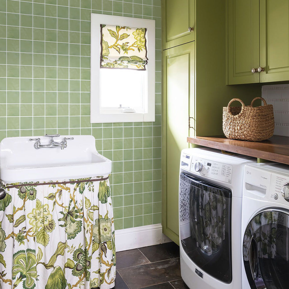 3D Sage Green Ceramic Square Peel and Stick Wall Tile