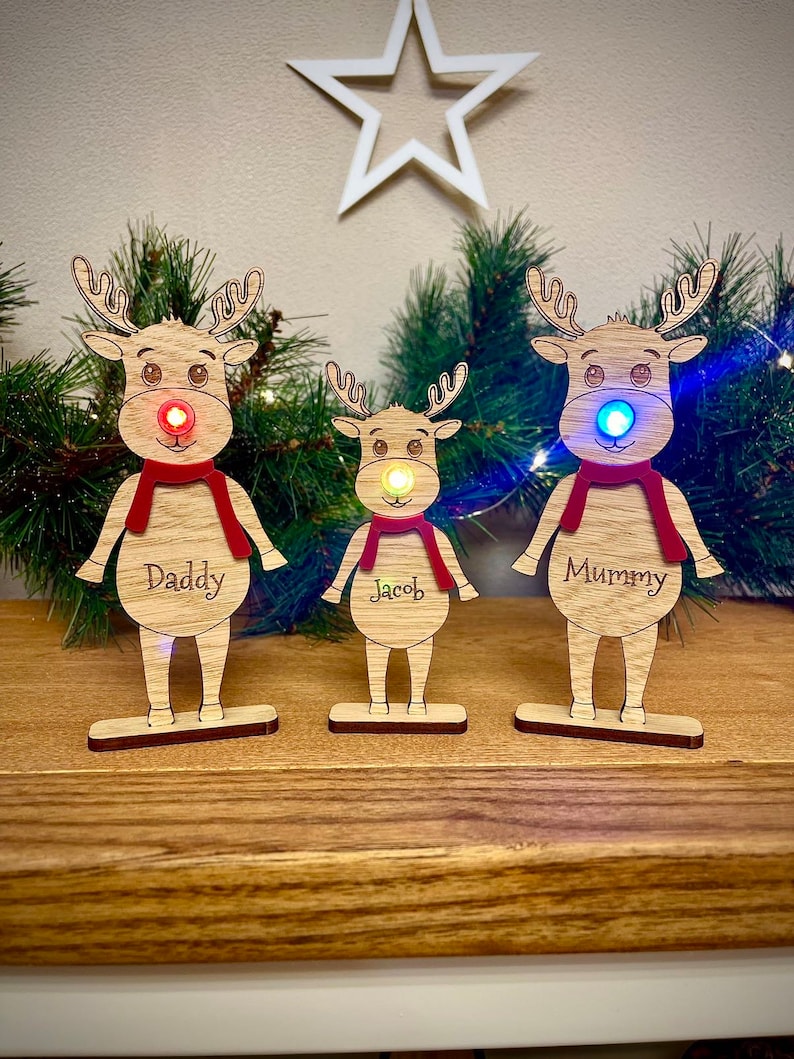 Christmas specials✨Christmas Personalised Rudolph with Coloured Nose Light🔥Buy 2 Free Shipping