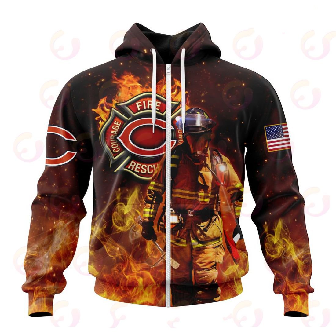 CHICAGO BEARS HONOR FIREFIGHTERS – FIRST RESPONDERS 3D HOODIE