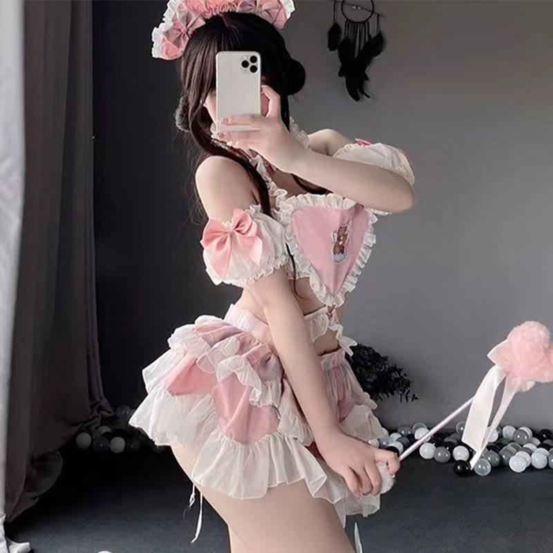 Maid Hollow Out Backless Lingerie Dress