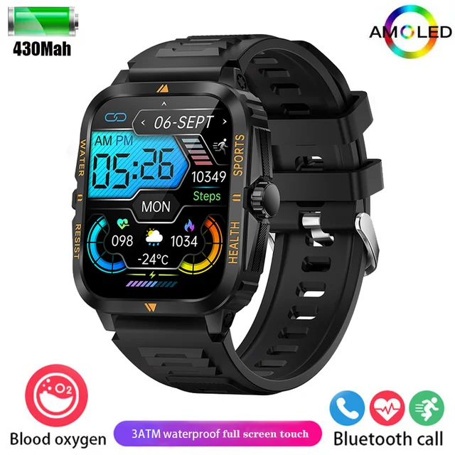 New men's three-proof outdoor 3ATM deep waterproof smartwatch 1.93inch430Mah large battery HD Bluetooth call smartwatch + box