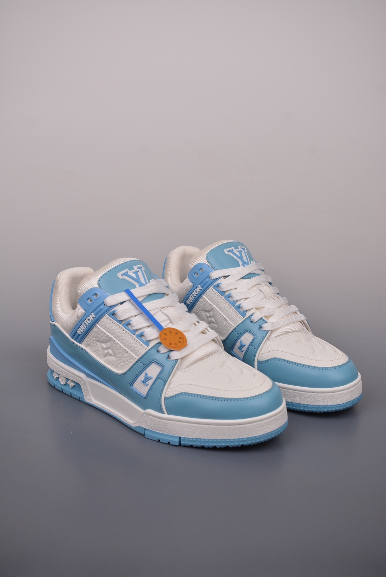 Louis Vuitton Trainer Sneaker Low Blue and White Embossed 1AA6X3