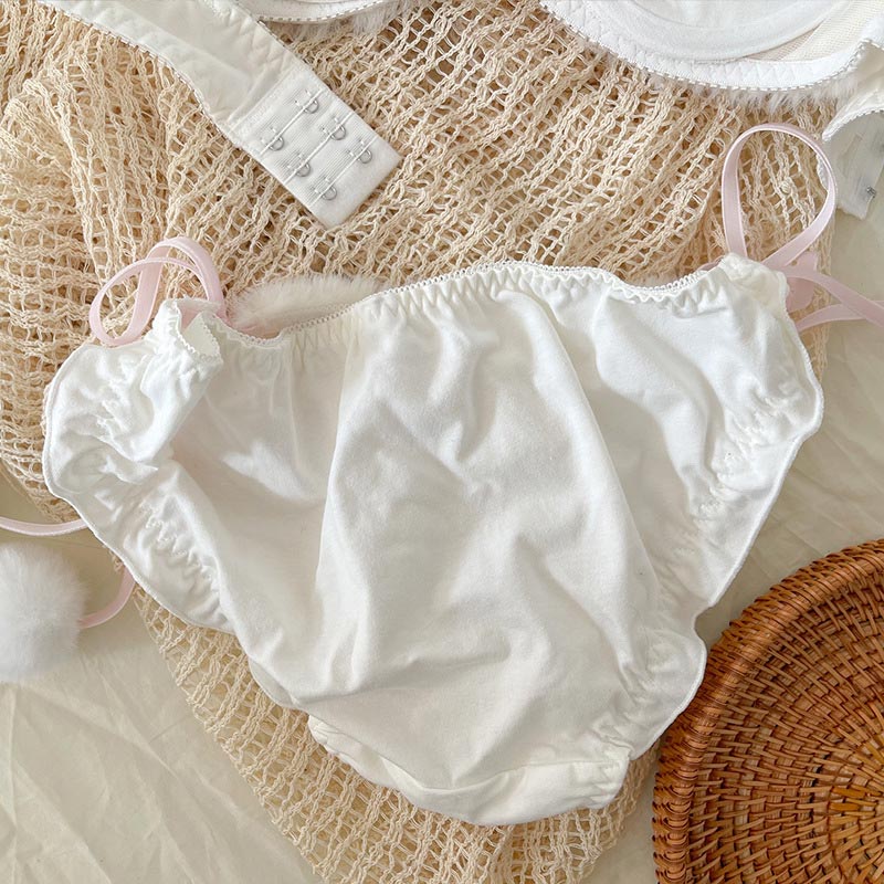 Bear Embroidery Lace Up Lingerie Set