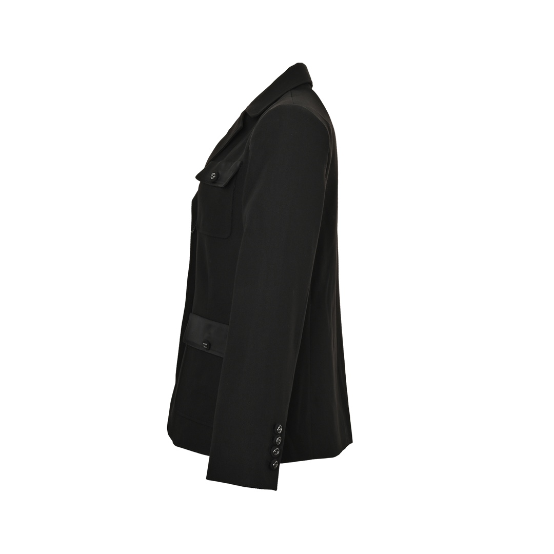 Gucci 24Fw women's solid satin wool jacket blazer