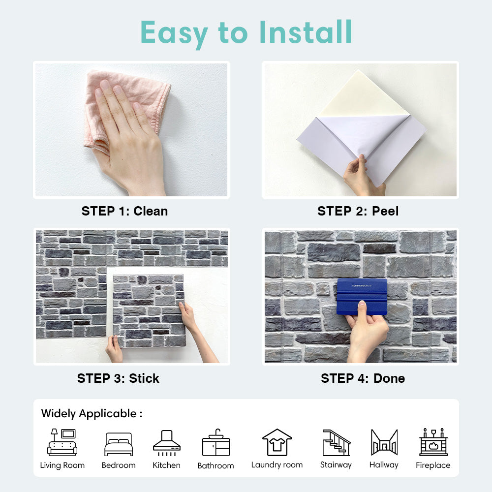 3D Ocean Mist Stone Peel and Stick Wall Tile