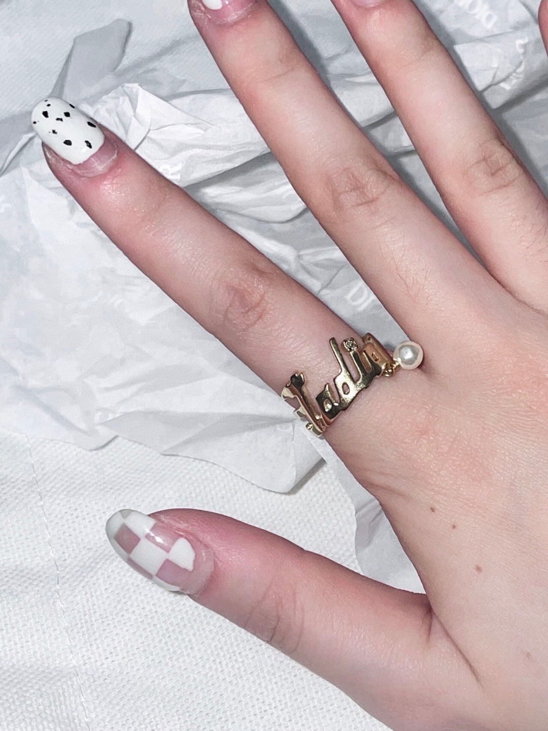 Dior Alphabet Pearl Ring