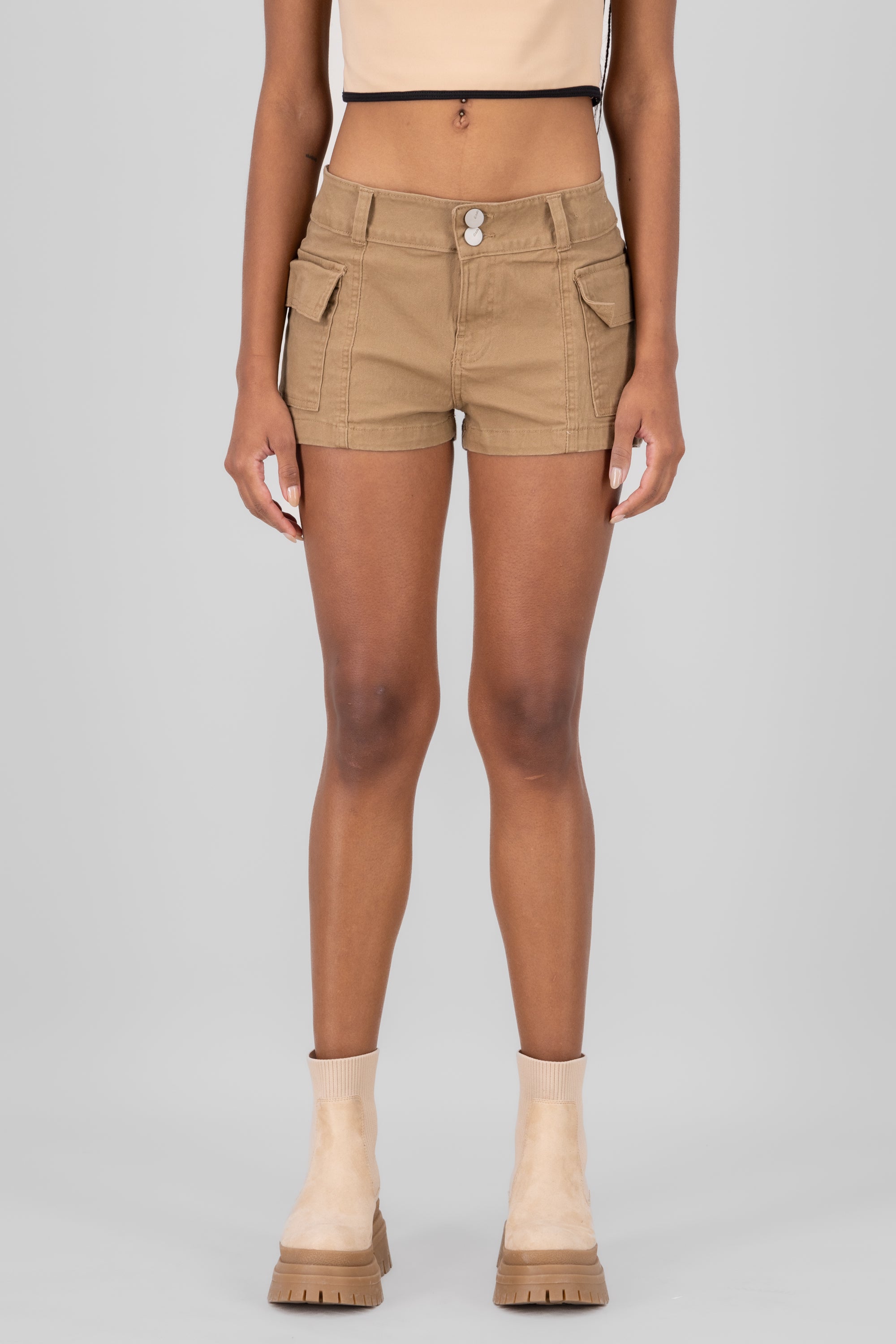 Low Waist Cargo Mini Shorts