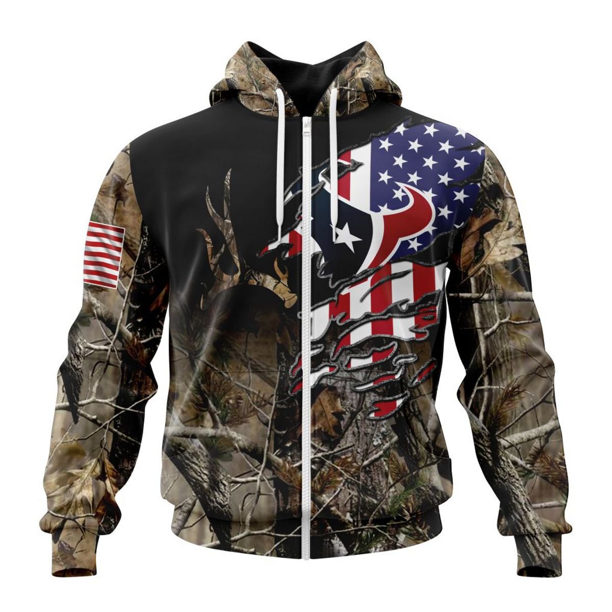 HOUSTON TEXANS 3D HOODIE CAMO REALTREE HUNTING