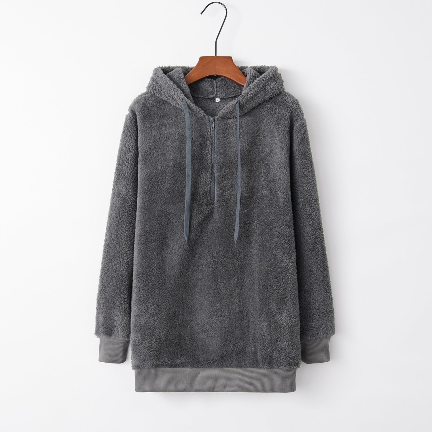 Solid Color Women's Long-Sleeved Hooded Sweater Coat