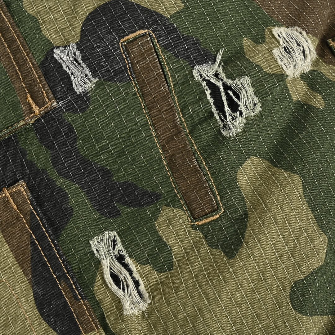Balenciaga 24Fw camouflage panel wide-leg cargo jeans