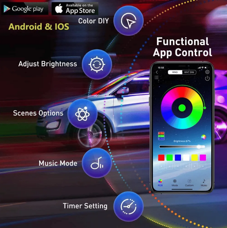 Car Chassis Flexible RGB Waterproof LED Strip Lights