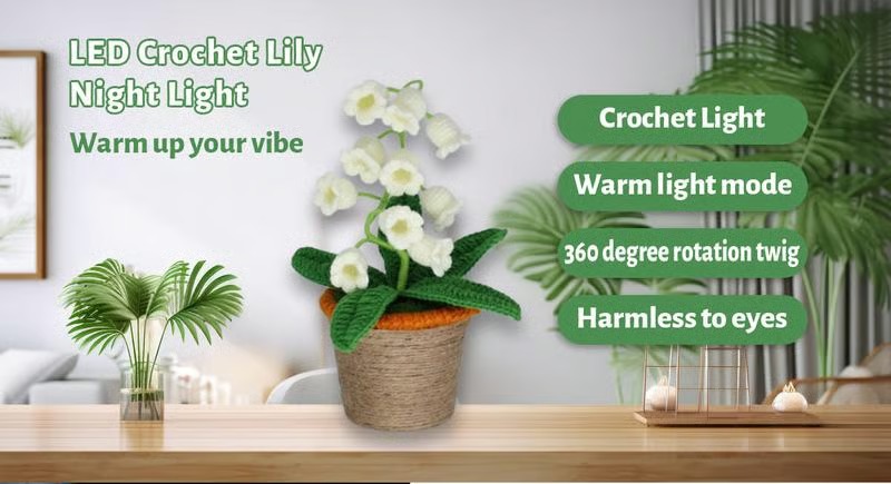 🔥 Hand - woven finished product of Lily of the Valley night - light potted plant