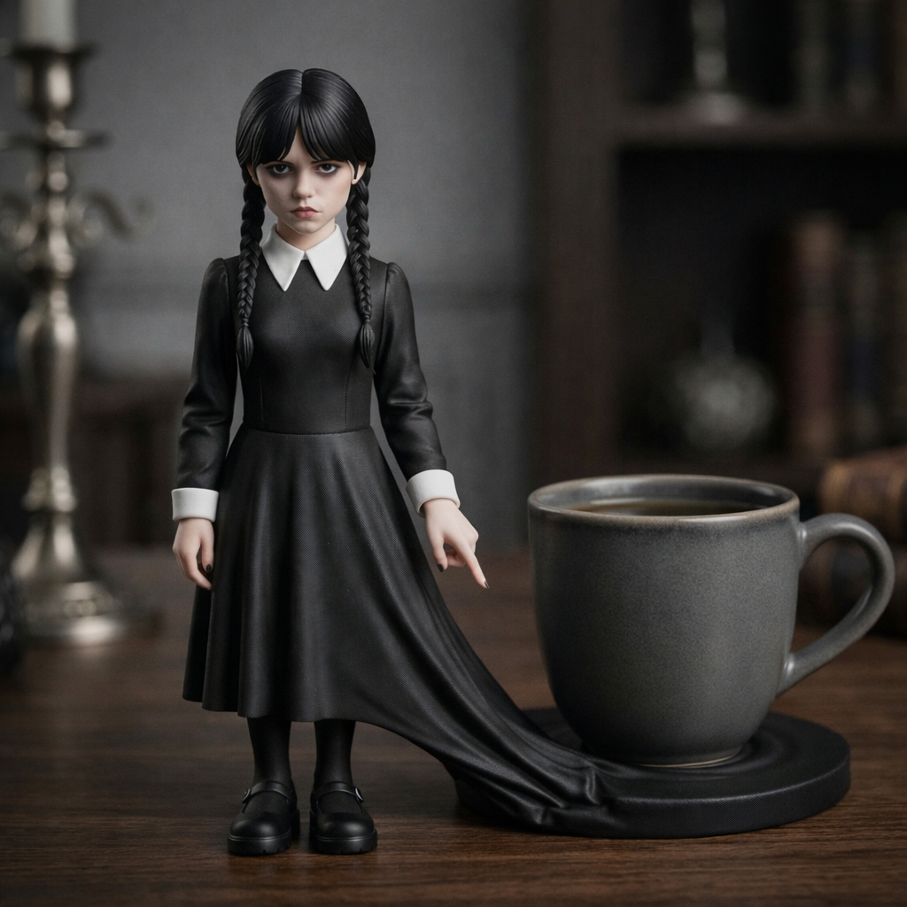 🖤Wednesday Addams Coffee Cup on Dress Coaster☕