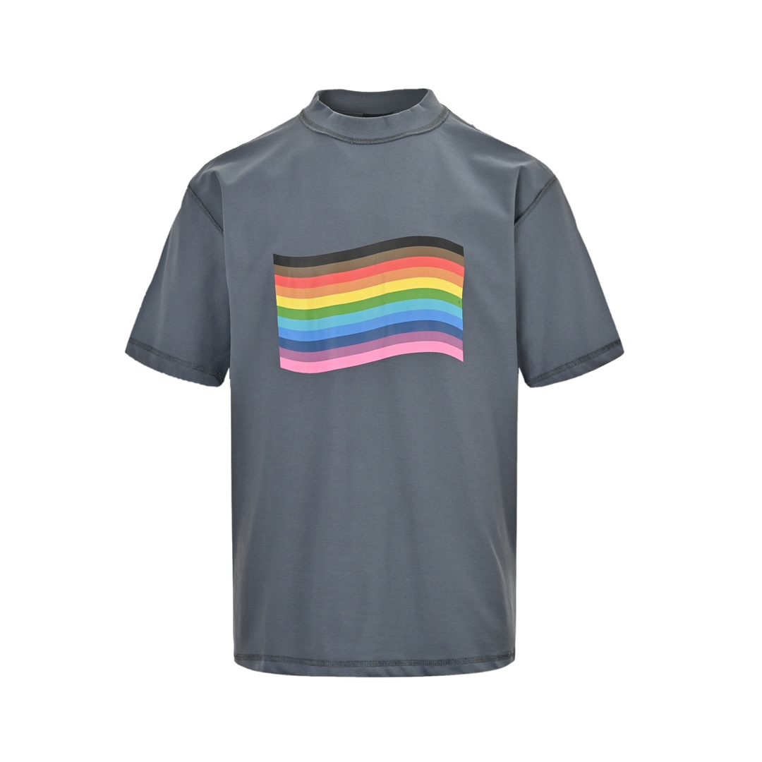 Balenciaga 24ss back-wearing rainbow print short sleeves