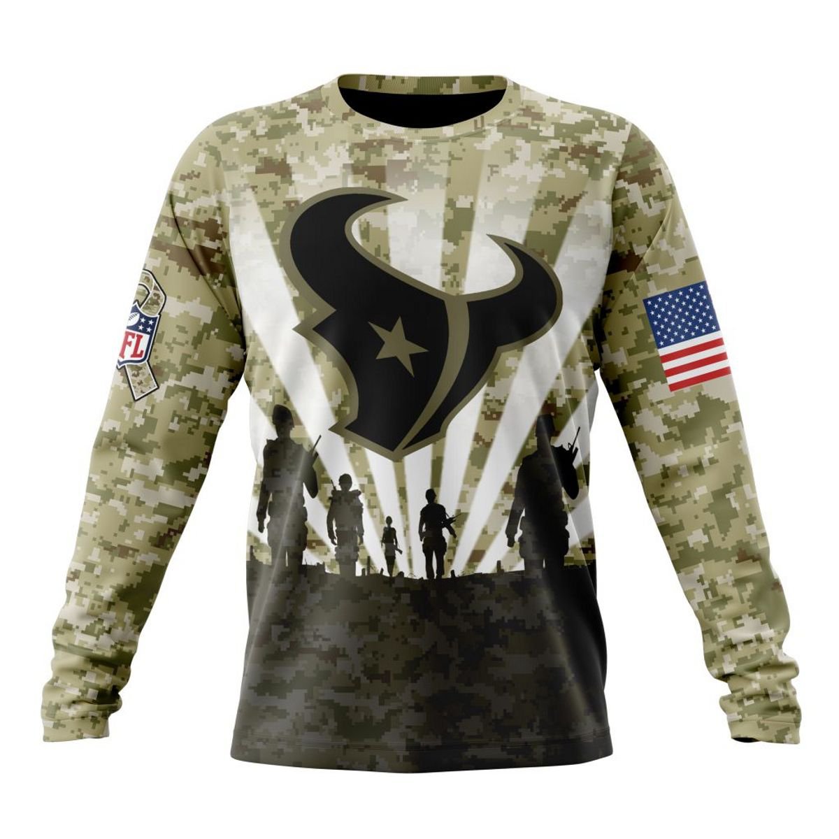 HOUSTON TEXANS 3D HOODIE HONOR VETERANS