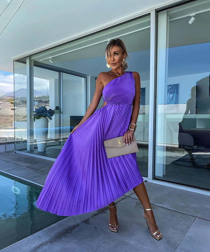 Elegant One Shoulder Midi Dress