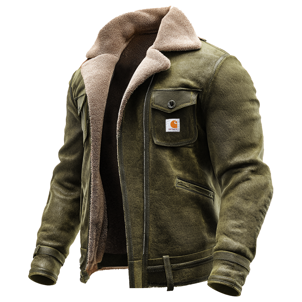 Men's Vintage Brown Suede Leather Jacket With Sherpa Lining