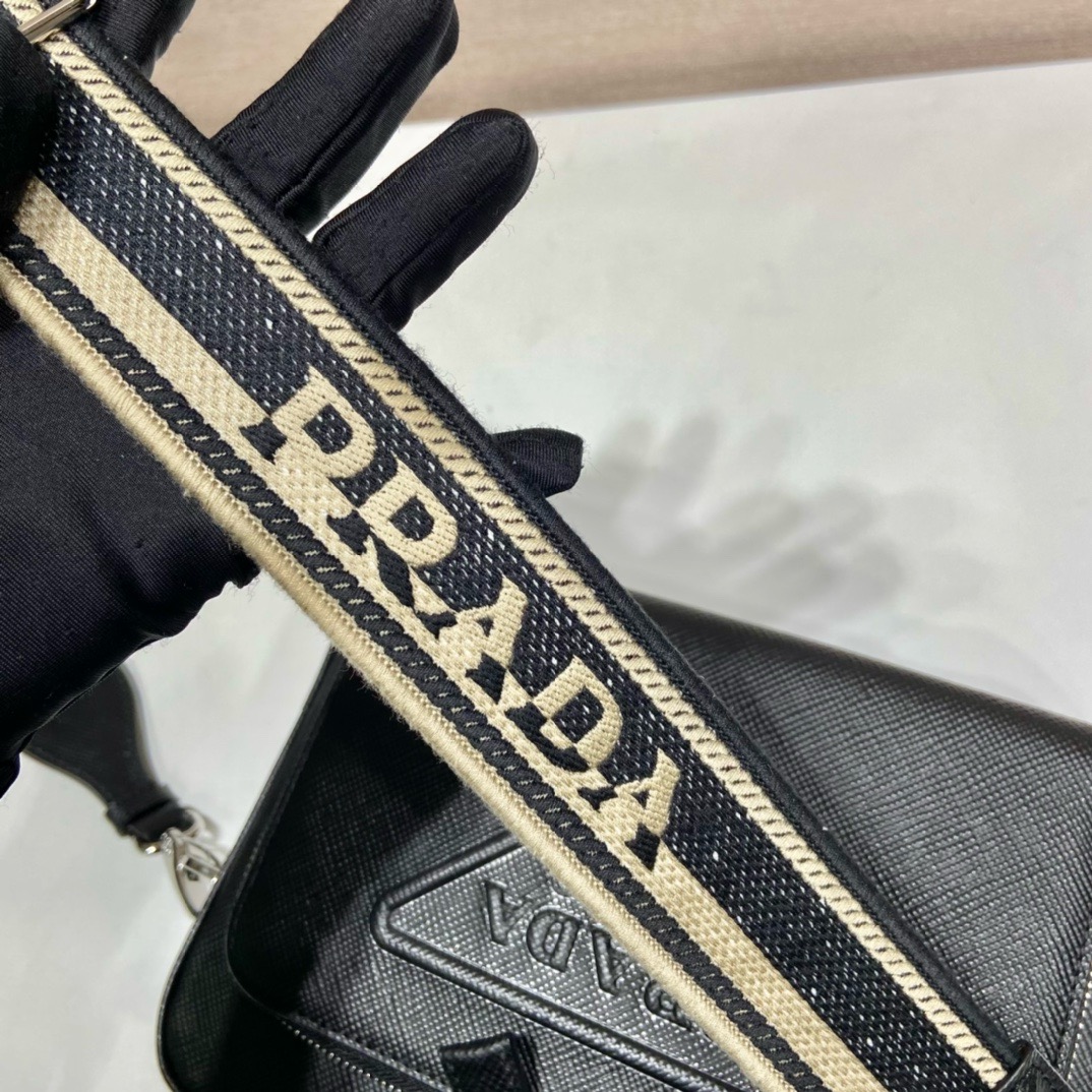 Prada Embroidered Ribbon Men's Crossbody Bag 2VH152