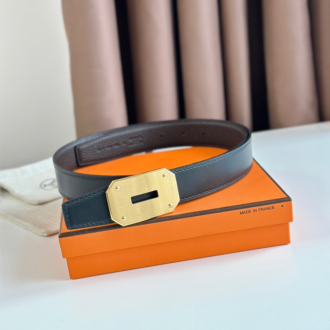 Hermès new double-faced calfskin belt width 3.2CM