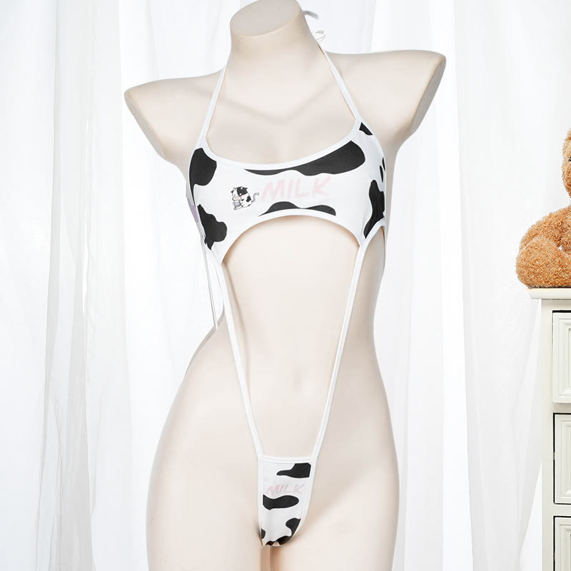 Cow Letter Print Jumpsuit Lingerie